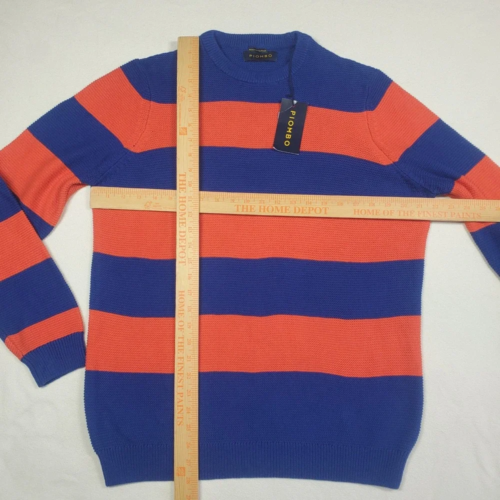 PIOMBO 100% Cotton Striped Sweater Mens Large Blue Orange Gators Collegiate Knit